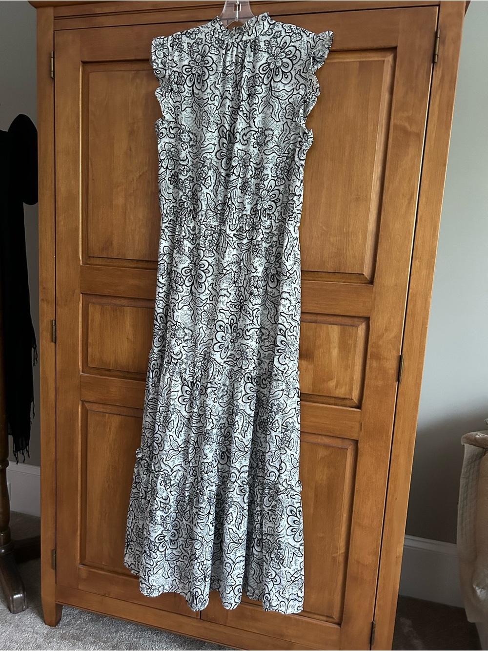 Who What Wear Dress Floral Maxi Navy and White Size L - Picture 4 of 6
